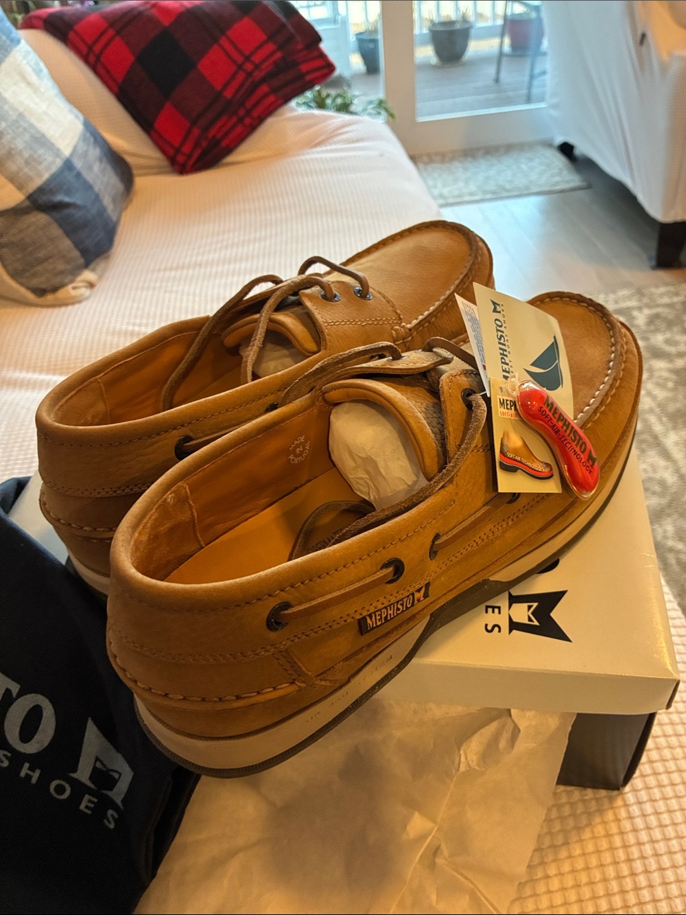 Mephisto Men's Tan Leather Moccasin Slip-On Loafers - Picture 3 of 5